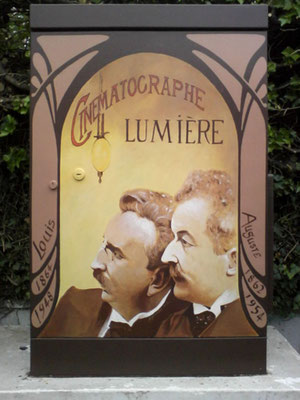 Illustration peinte sur édicule technique "les frères lumières"-Rosny