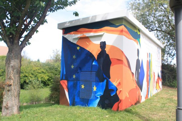 Décor mural-thème les droits de l'homme- bâtiment technique