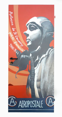 Illustration peinte sur édicule technique"Antoine de St Exupéry "- Drancy