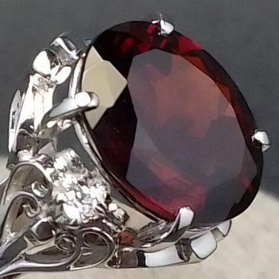 プラチナ900 指輪 ガーネット ダイヤモンド 2石 サイズ  12