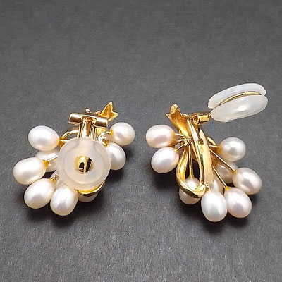 Freshwater pearl 18K gold earring clip type