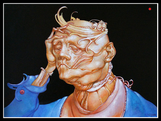 "Bleicher König in Königsblau"   30x40cm, Öl/MP, 2014 -  VERKAUFT
