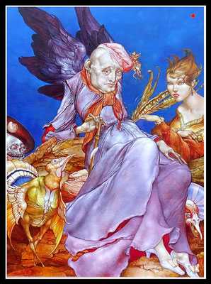 "Älterer Engel in Arkadien"   80x60cm, Öl/Hartfaser, 2009 -  VERKAUFT  