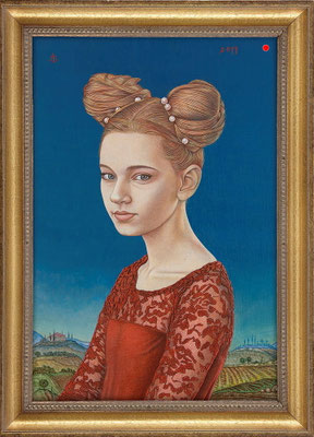 "Bildnis Tisa Cecilia"   52x37cm, Mischtechnik/Malplatte, 2017 -  VERKAUFT