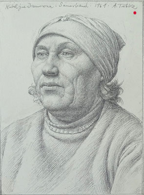 "Bäuerin in Samarkand" Bleistift, 1961 - VERKAUFT