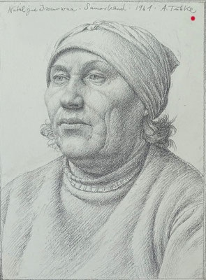 "Bäuerin in Samarkand" Bleistift, 1961 - VERKAUFT