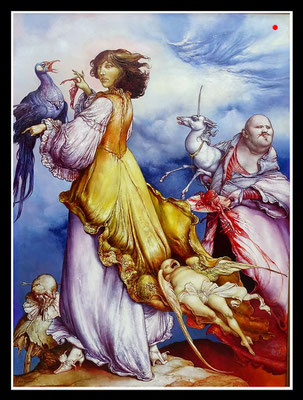 "Falknerin"  80x60cm, Öl/Hartfaser, 1995 -VERKAUFT