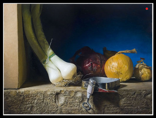 "Frühlingszwiebeln"   40x50cm, Öl/Malplatte, 2008 -  VERKAUFT
