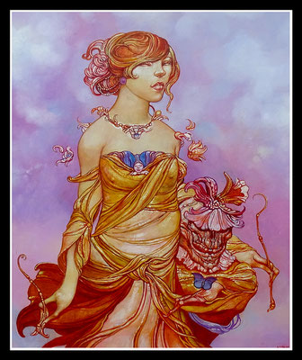 "Mit zartem Goldgrund sanft umhüllt", 60x50cm,  Öl/Hartfaser, 2019 - Preis auf Anfrage