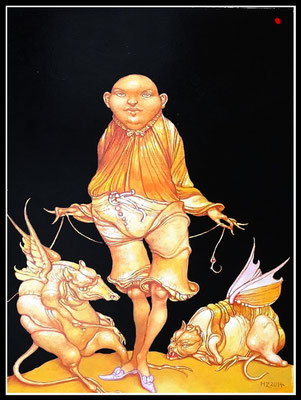 "Drei Talwächter"   40x30cm, Öl/MP, 2013 -  VERKAUFT