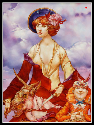 "Diana ein Einhorn sezierend"   80x60cm, Öl/MP, 2011 -  VERKAUFT