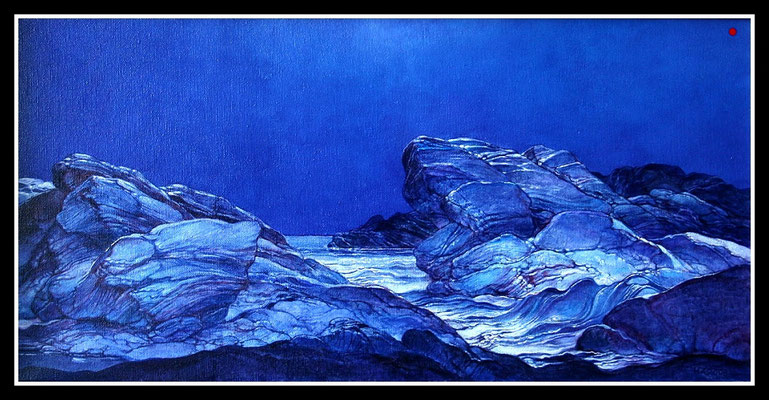 "Nächtliche Klippen"   30x60cm, Öl/LW, 2008 -  VERKAUFT