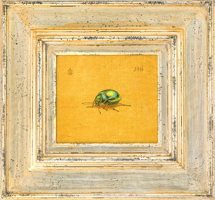 "Blattkäfer"   15x17cm, Mischtechnik/Maltafel, 2016 -  Preis auf Anfrage