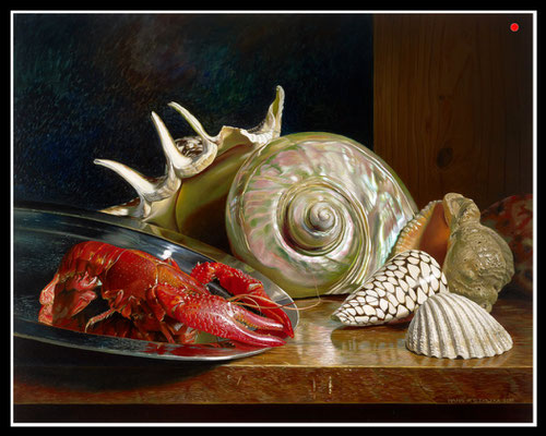 "Stillleben mit Flusskrebs"   58x72cm, Öl/Malplatte, 2011 -  VERKAUFT