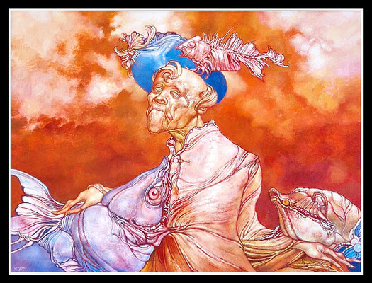 "Ein heiliger Mann predigt den Fischen", 60x80cm, Öl/Hartfaser 2021 - Preis auf Anfrage