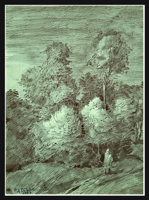 "Abend" Feder/Aquarell, 21x15,5cm, 1987 - 350,- EUR