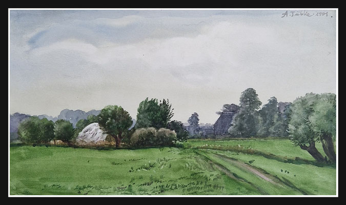 "Wiesenweg" Aquarell, 14x24cm, 1991 - 650,- EUR