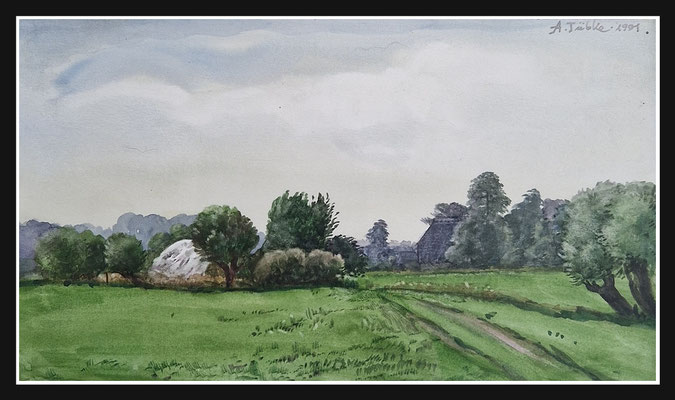 "Wiesenweg" Aquarell, 14x24cm, 1991 - 650,- EUR