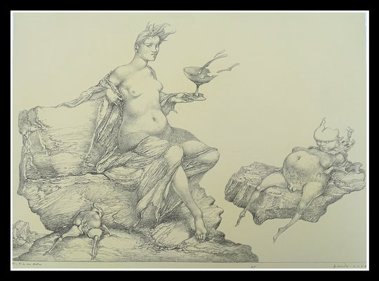 "Eine Feier im Stillen" 45cmx60cm, Graphit/Bütten, 1991 - Preis auf Anfrage