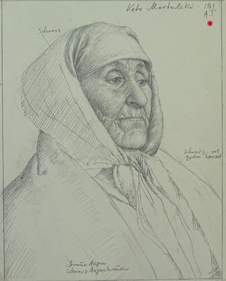 "Bäuerin in Samarkand" Bleistift, 1961 - VERKAUFT