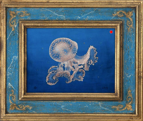 "Meduse"   30x40cm, Mischtechnik/Malplatte, 2019 -  VERKAUFT