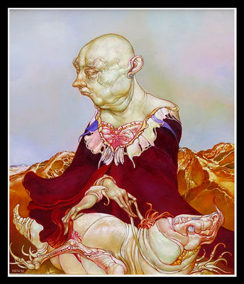 "Der heilige Georg mit seinem Lieblingsdrachen, der Drachen mit seinem Lieblingsgeorg", 55x47cm, Öl/Hartfaser, 2015 - Preis auf Anfrage