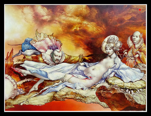 "Selbst in mythologischer Szene" 60x80cm, Öl/Hartfaser, 1995 - VERKAUFT