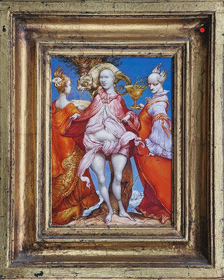 "Sebastian mit zwei teilnahmsvollen Figuren" 31 x 22,5cm, Öl/Hartfaser, 1994 - VERKAUFT