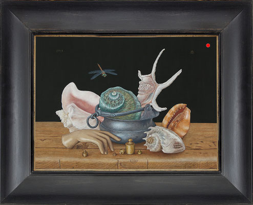 "Muschelstillleben"   47x63cm, Mischtechnik/Holz, 2019 -  VERKAUFT