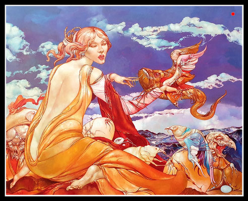 "Leda beim Gelege" 80x100cm, Öl/MP, 2015 -  VERKAUFT