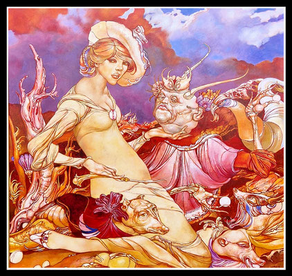 "Diana und Actaeon beim heiteren Abendspiel" 80cmx80cm, Öl/MP, 2018 - Preis auf Anfrage