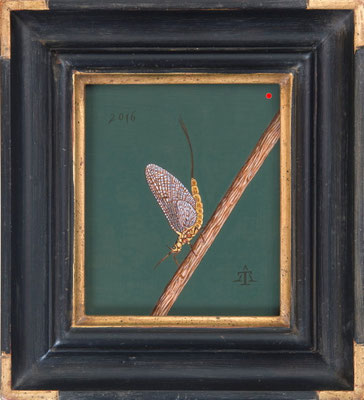 "Eintagsfliege"   17x15cm, Mischtechnik/Maltafel, 2016 -  VERKAUFT