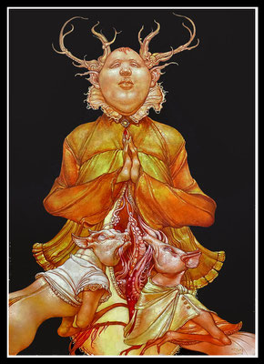 "Aktaeon von seinen Hunden zerissen"   70x50cm, Öl/MP, 2012 -  Preis auf Anfrage