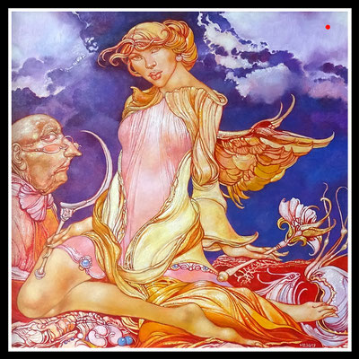 "Gartenidyll mit Werkzeug" 60x60cm, Öl/Hartfaser, 2019 - VERKAUFT