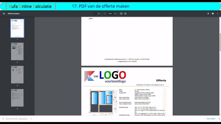 17. PDF van de offerte maken