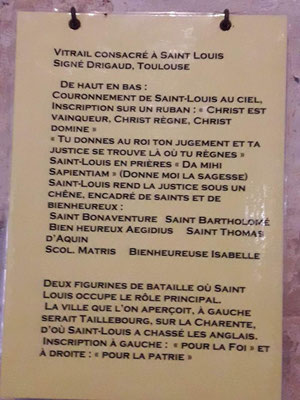 Description du vitrail de la vie de Saint-Louis, signé Drigaud