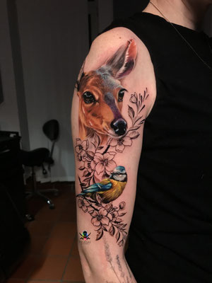 Reh Tattoo Farbtattoo