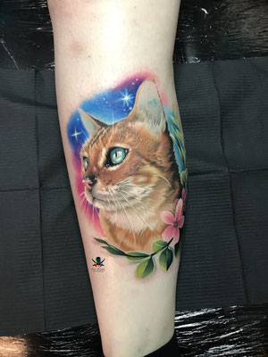 katze cat portrait tattoo
