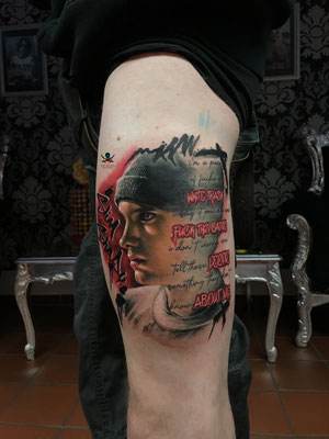 eminem slim shady rap portrait tattoo