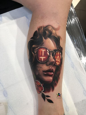 sunglasses portrait tattoo