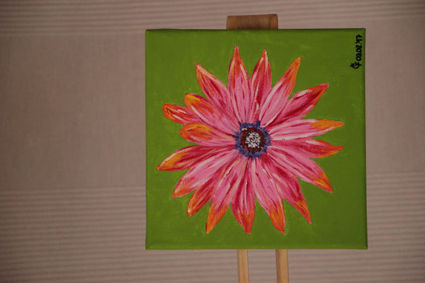 "Gerbera bunt" Acrylfarbe auf 20x20 cm Keilrahmen