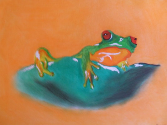"Frosch" PAstellkreide auf 30x40 cm Künstlerpapier