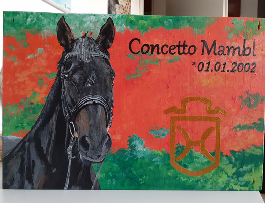Boxenschild Acrylfarbe auf Holz 20x30cm (versiegelt mit Bootslack)