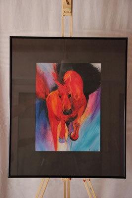 "Pferd Galopp colorful" Pastellkreide auf 28x38 cm Pastellpapier