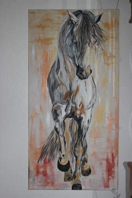 "Pferd Schimmel" Acrylfarbe auf 70x140 cm Keilrahmen