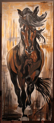 "Dunkelbrauner" in Acryl auf 140x60 cm Keilrahmen