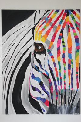 "Zebra colorful II" Acrylfarbe auf 60x80 cm Keilrahmen