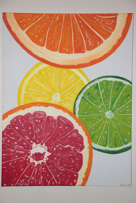 "Zitrusfrüchte" Acrylfarbe auf 60x80 cm Keilrahmen