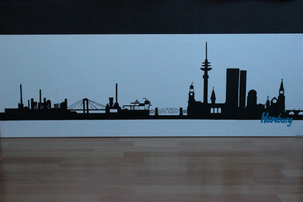 "Skyline von Hamburg" Acrylfarbe auf 140x50 cm Keilrahmen