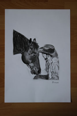 "Western-Duo" Bleistiftzeichnung auf 30x40 cm Künstlerpapier